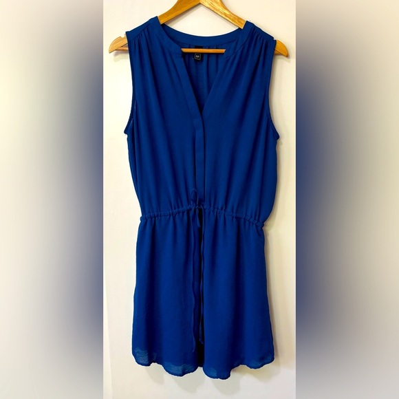 GAP| Royal Blue Sleeveless Woven Blend Drawstring Waist Mini Dress Sz XL - Picture 1 of 3